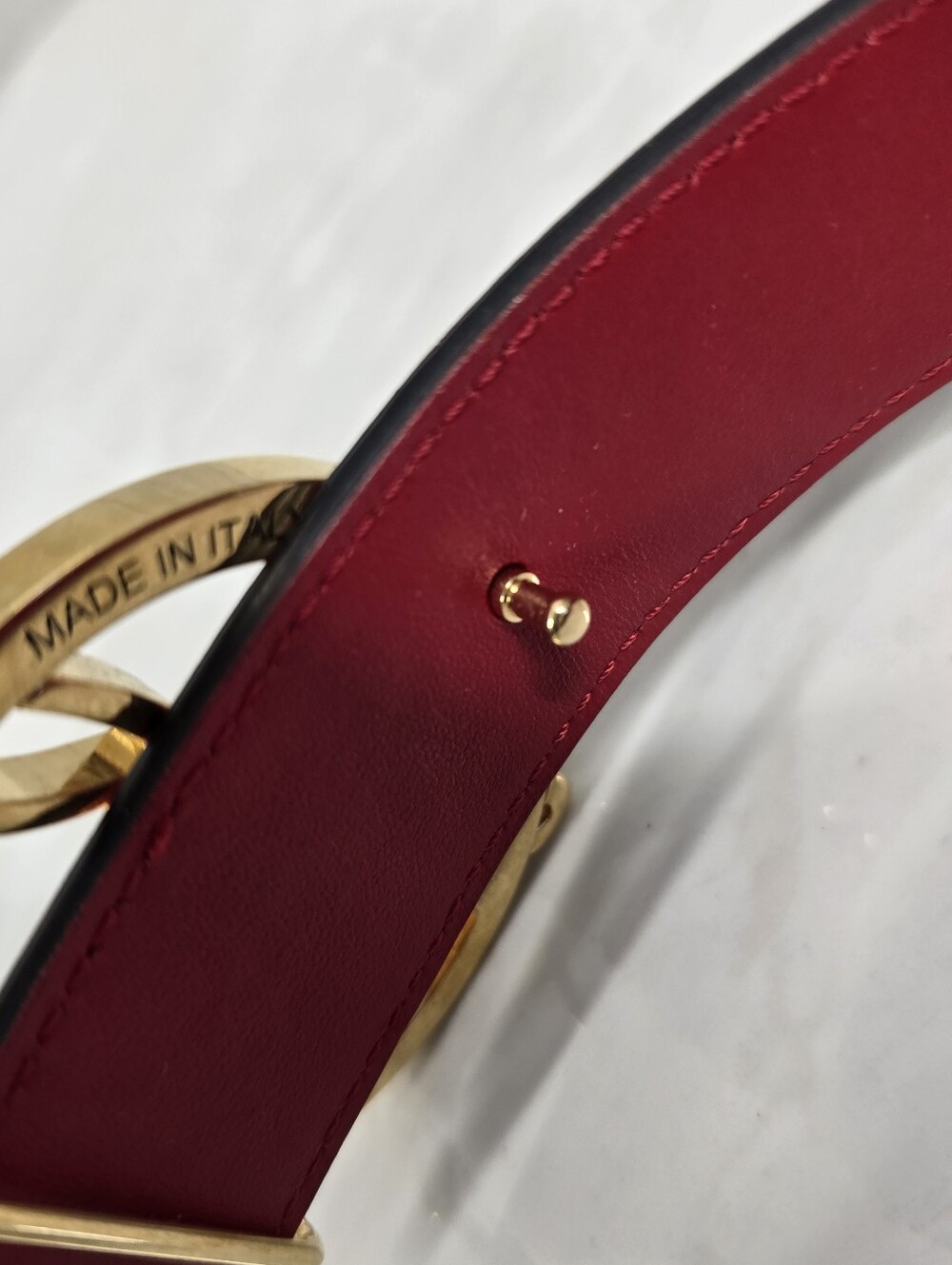 Christian Louboutin Red Leather Belt with Gold Signature Buckle - Picture 7 of 7